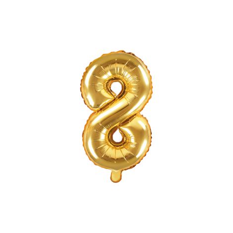 Balon foliowy na hel Cyfra "8", 35 cm, złoty